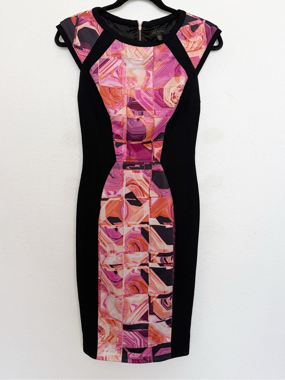 Ted Baker Jasmaii Geometric Print Colorblock Bodycon Sheath Dress Size 4